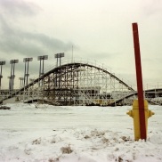 The Mighty Flyer, wooden rollercoaster, 1982, winter,